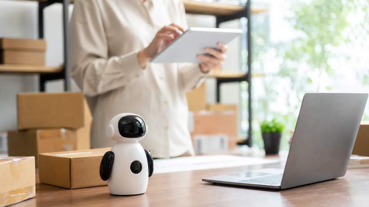 Conversation entre un client et un chatbot affichée sur une boutique en ligne