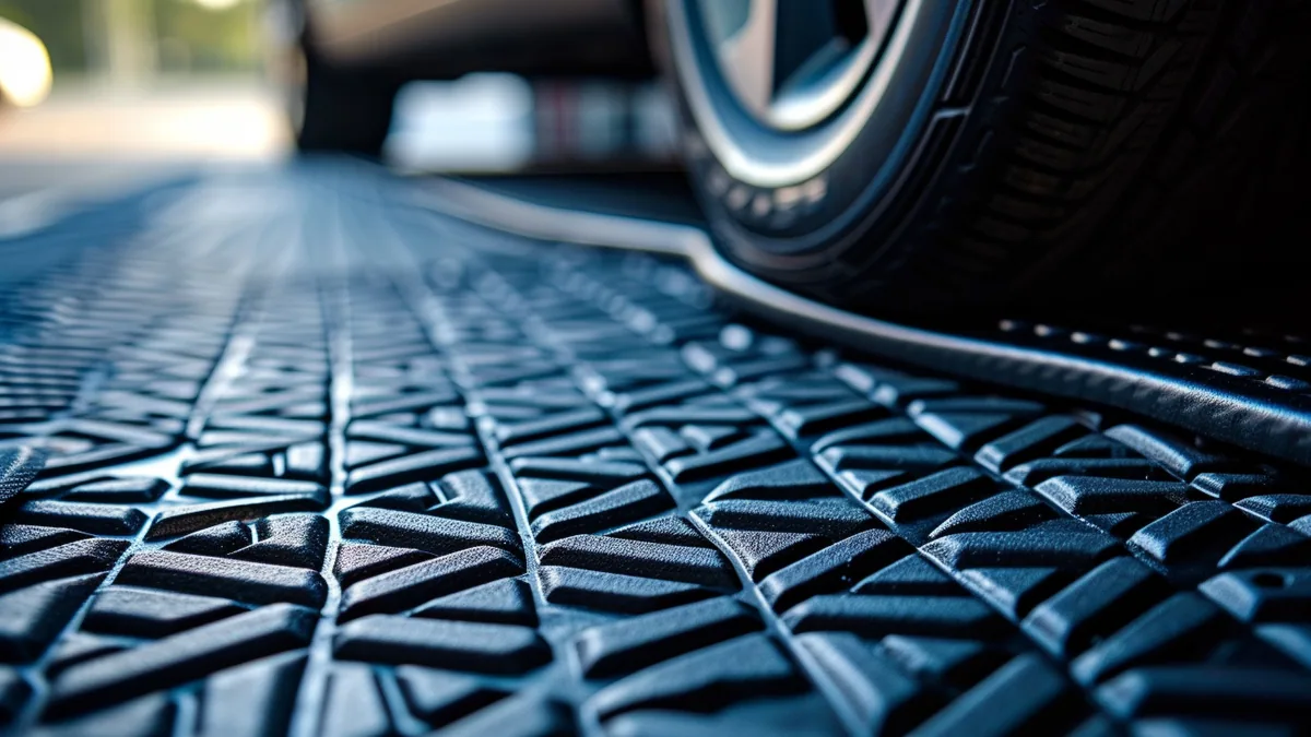 Jeu de tapis de sol noirs ajustés dans l’habitacle propre d’une voiture