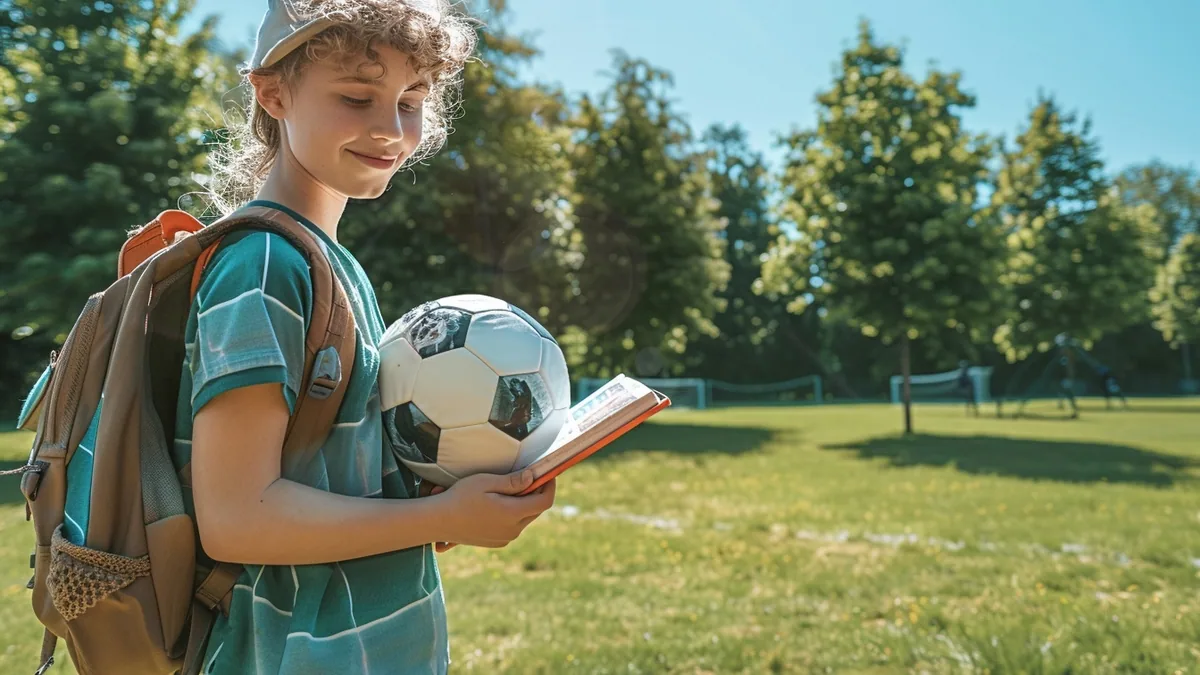 Adolescents en tenue de sport échangeant en anglais sur un terrain d’entraînement en Angleterre
