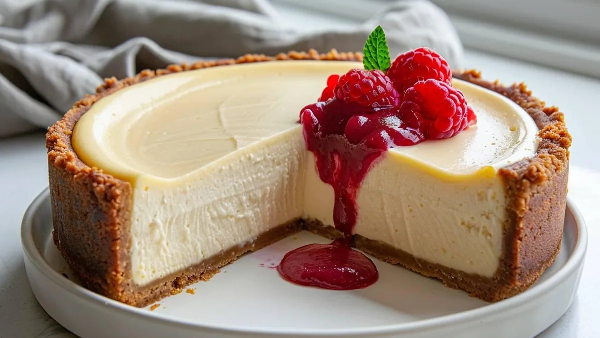 Cheesecake nature emballé dans du film alimentaire et du papier aluminium avant congélation