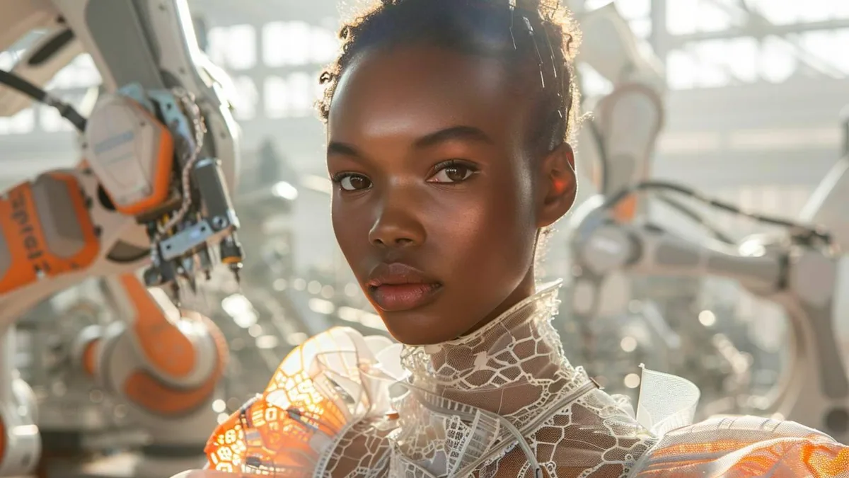 Créatrice examinant un prototype de veste technique avec empiècements textiles réparables