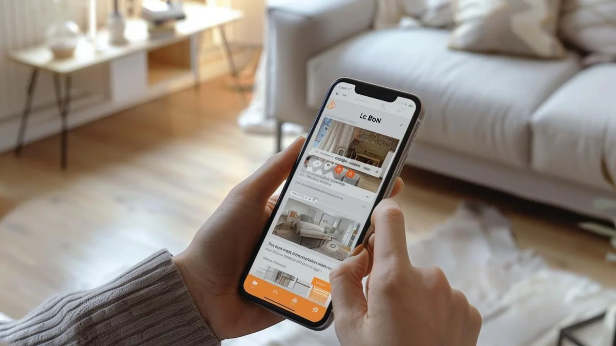 Vendeur vérifiant un message suspect sur Le Bon Coin depuis son smartphone