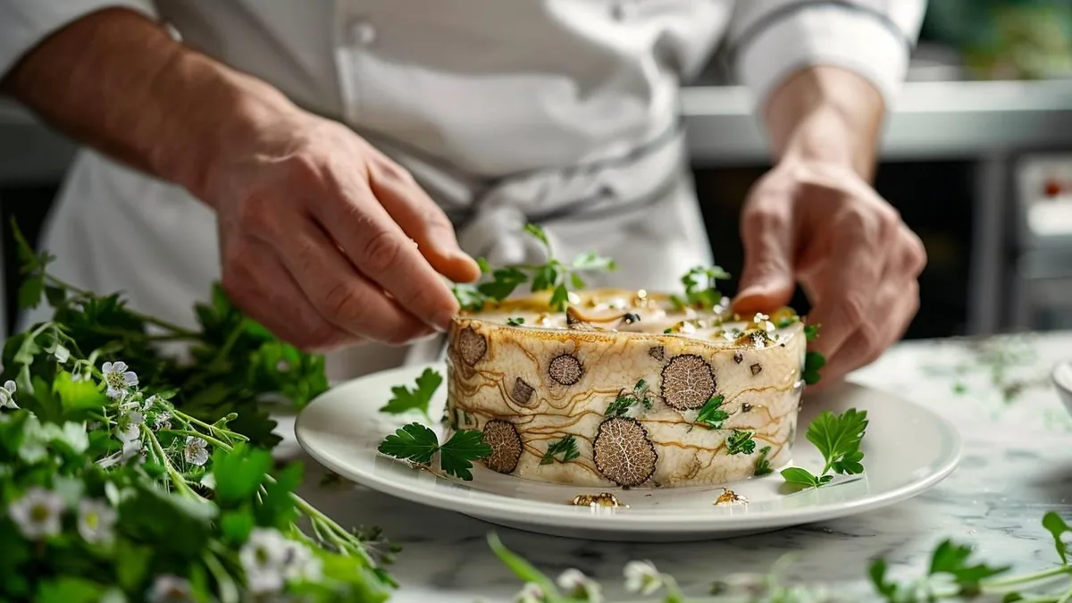 Producteur de foie gras préparant des bocaux étiquetés dans un atelier de transformation artisanal