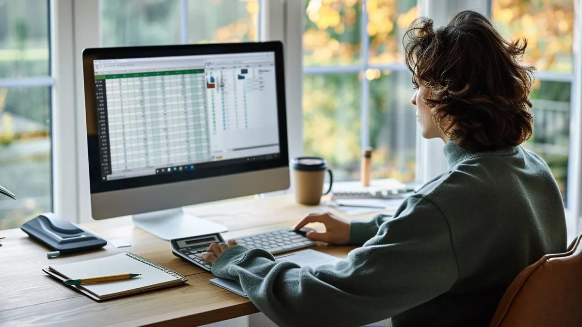 Écran d’ordinateur affichant un tableau Excel avec formules, filtres et graphique de ventes