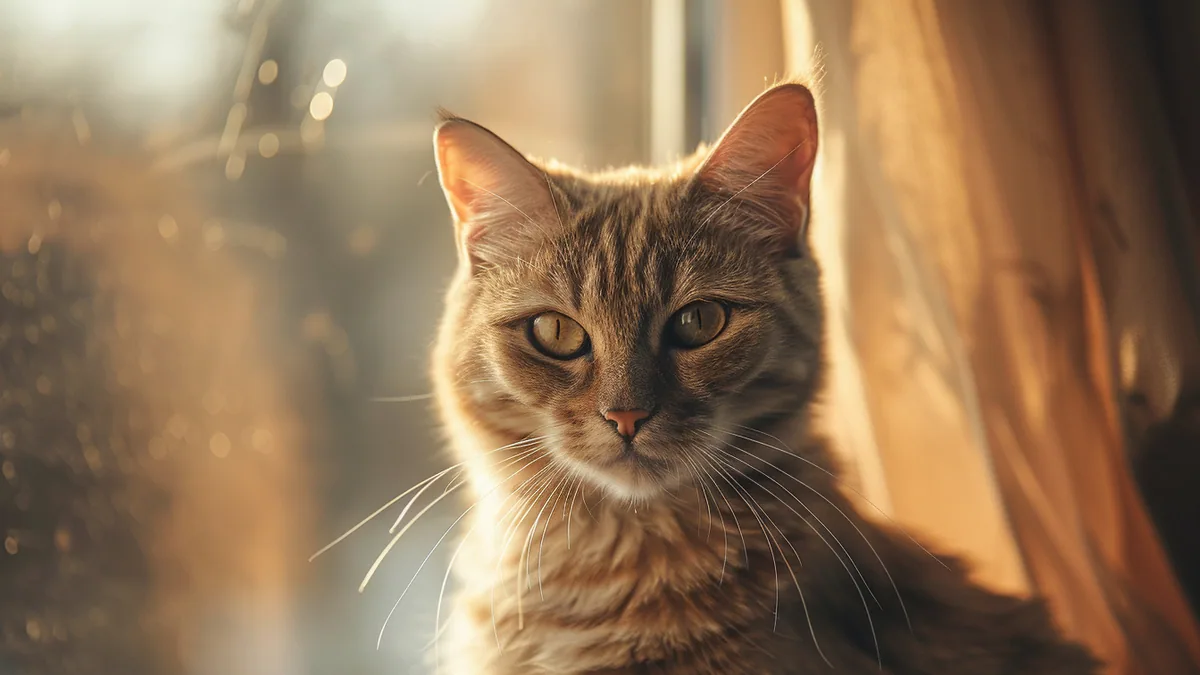 Chat âgé au repos près d’une fenêtre, symbole de la relation avec son foyer