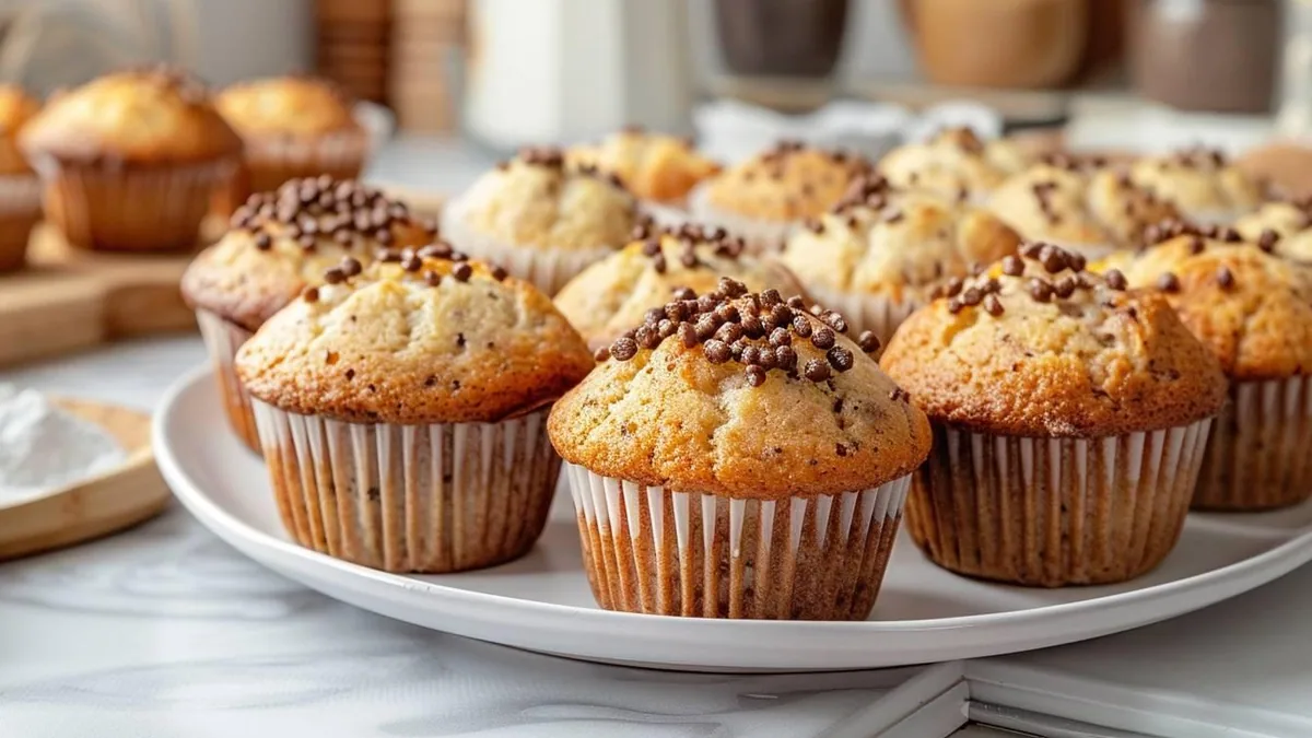 Muffins aux myrtilles dans une boîte hermétique avec papier absorbant sur un plan de cuisine
