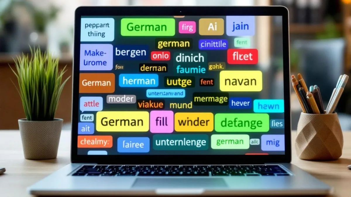 Cartes de vocabulaire allemand, carnet de suivi et calendrier de révision sur un bureau