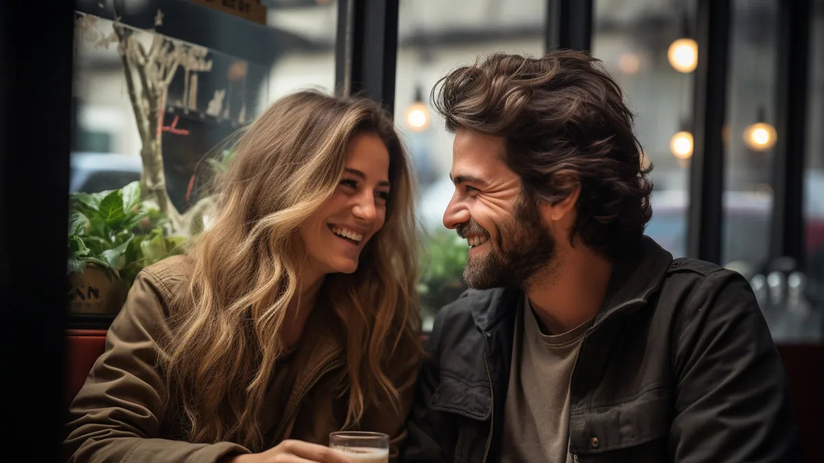 Deux anciens partenaires discutent calmement autour d’un café, dans une ambiance réfléchie
