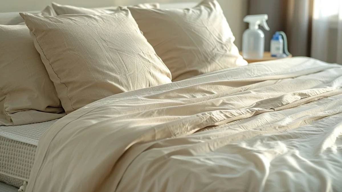 Inspection d’un matelas et de son sommier à la lampe pour repérer des punaises de lit