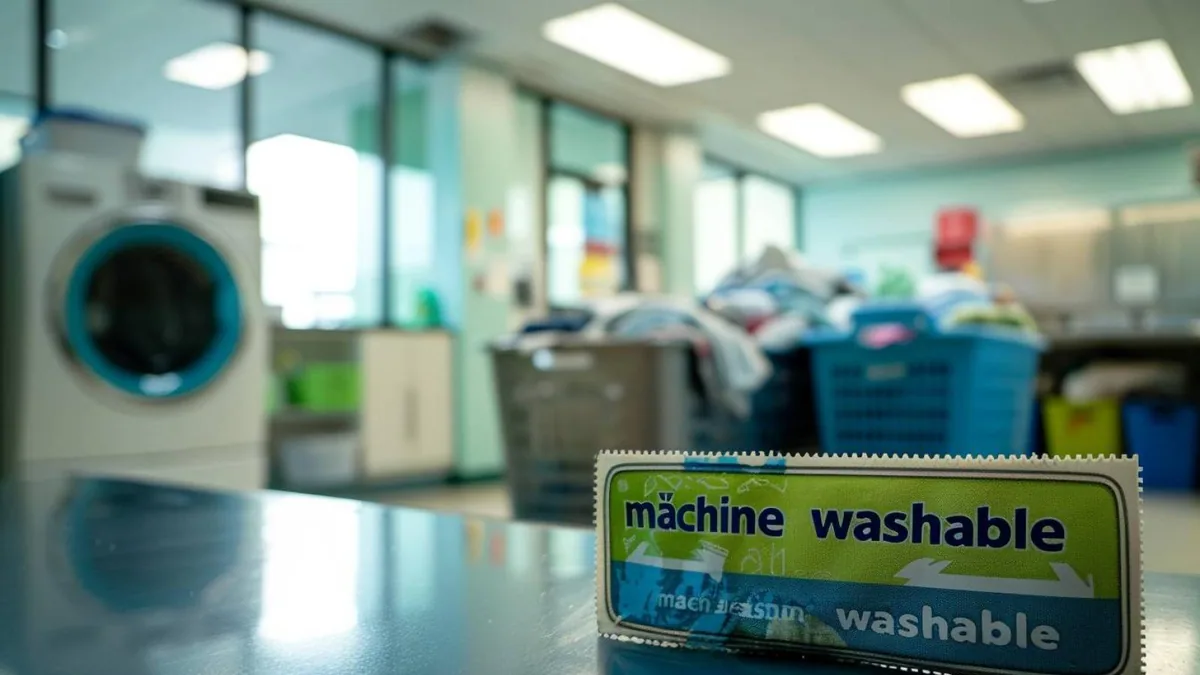 Tampon encreur marquant le prénom d’un enfant sur l’étiquette intérieure d’un vêtement