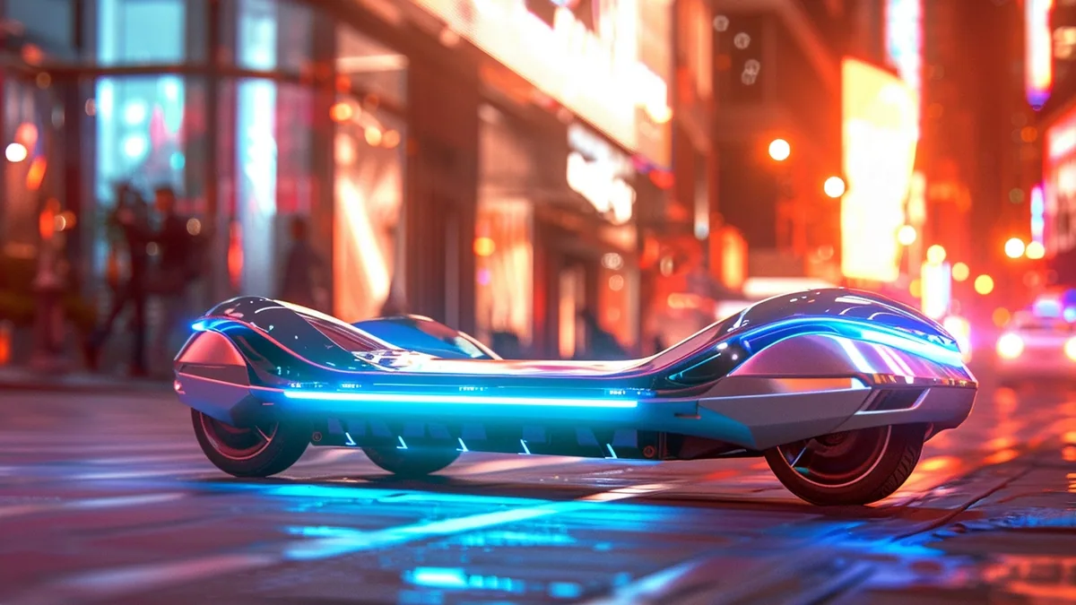 Conducteur casqué sur une gyroroue électrique circulant sur une piste cyclable urbaine