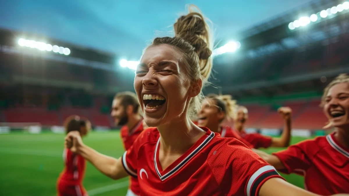 Joueurs d’une équipe de sport collectif réunis avant un match sur un terrain