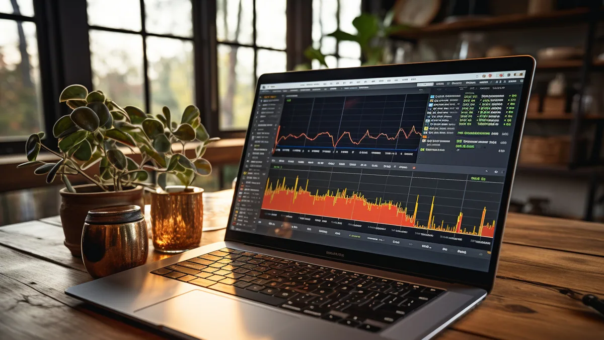 Entrepreneuse analysant ses ventes et ses coûts sur un ordinateur portable dans un espace de travail