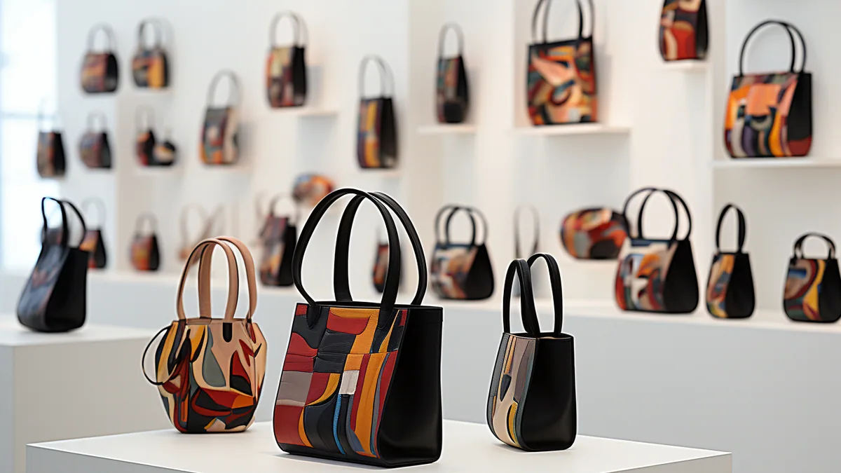 Sac noir Karl Lagerfeld à silhouette structurée, détails métalliques et motif graphique contrasté