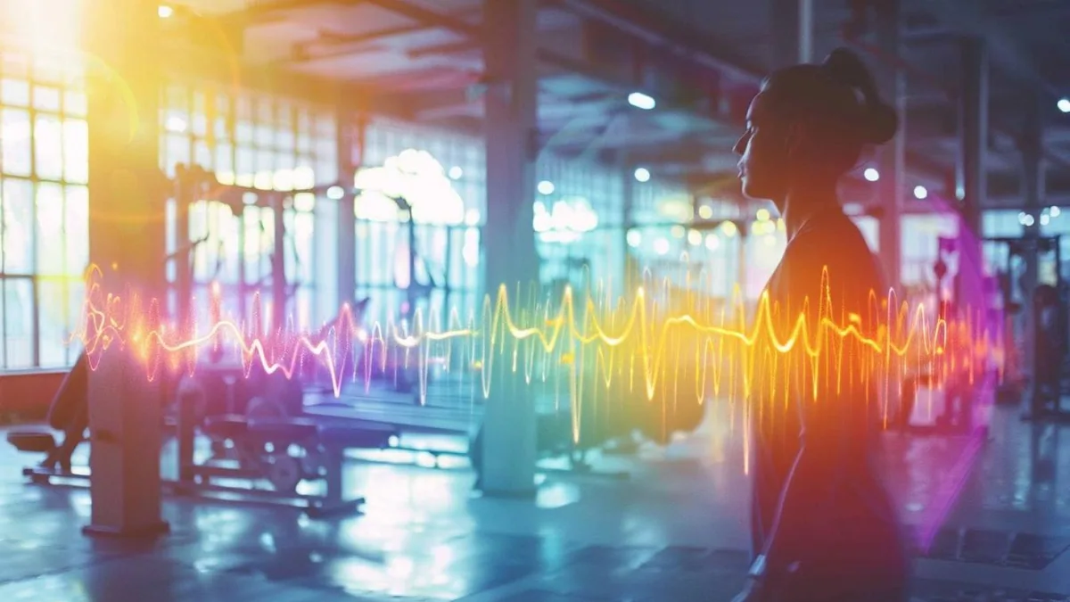 Sportive avec casque audio pendant un entraînement sur tapis de course