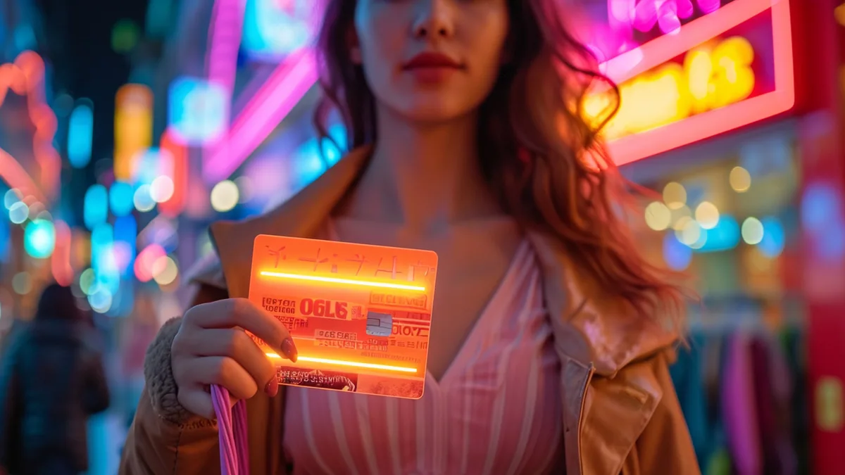 Carte shopping pass et smartphone affichant des réductions dans une galerie commerciale