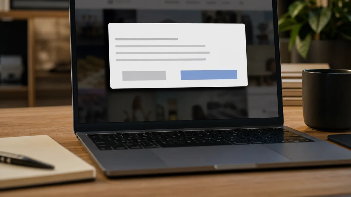 Écran d'ordinateur affichant une fenêtre de consentement aux cookies sur un site web