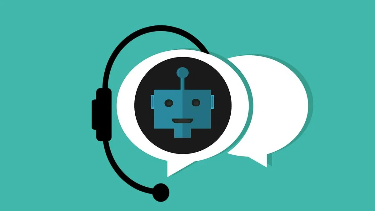Client échangeant avec un chatbot sur une boutique en ligne depuis un ordinateur portable