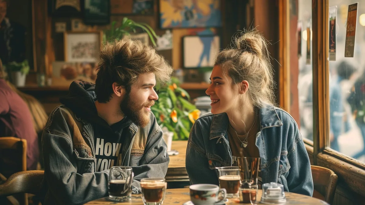Deux collègues discutant avec attention autour d’une table dans un espace de travail lumineux