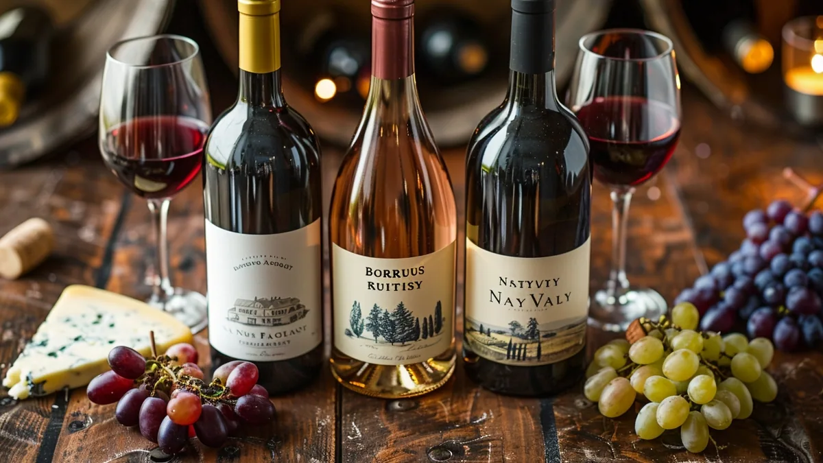 Coffret de vins variés avec verres, planche apéritive et bouteilles prêtes pour une soirée entre amis