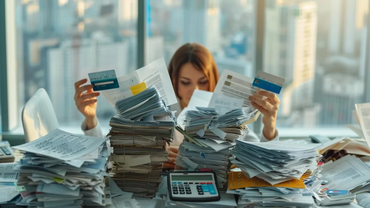 Calculatrice, échéanciers et dossiers de crédit posés sur un bureau