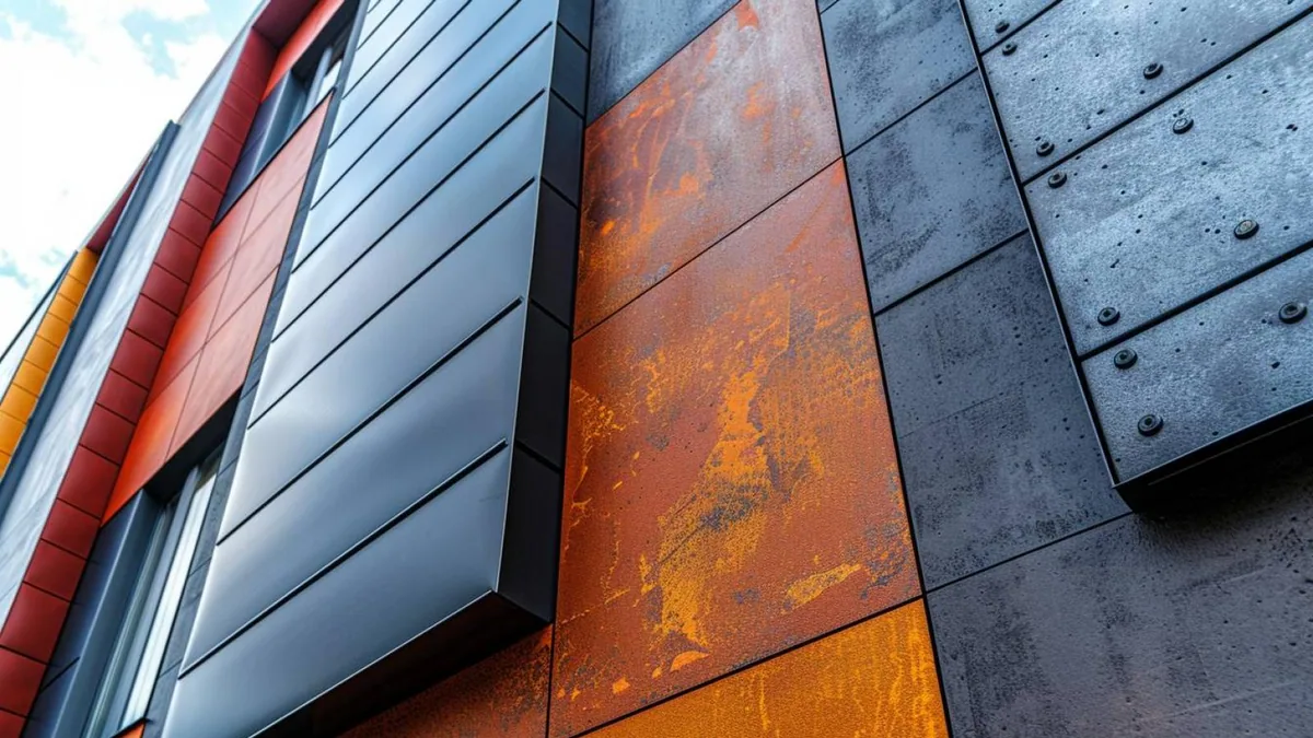 Façade contemporaine habillée de lames de bardage composite mates aux tons bois brun et gris